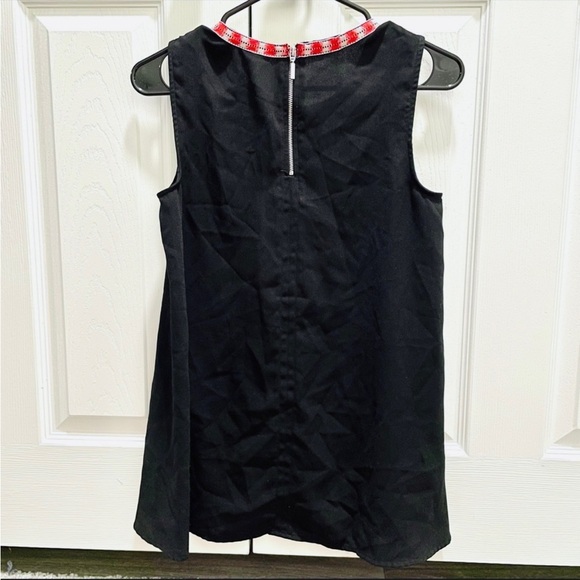 H&M Embroidered Collar Zip Back Sleeveless Blouse Black Red - Picture 6 of 8